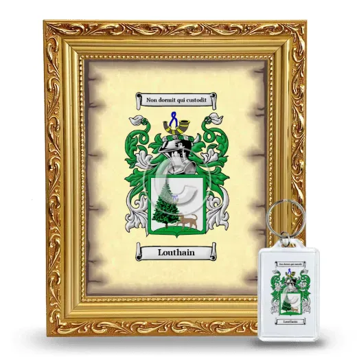 Louthain Framed Coat of Arms and Keychain - Gold