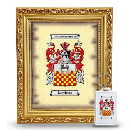 Louvieres Framed Coat of Arms and Keychain - Gold