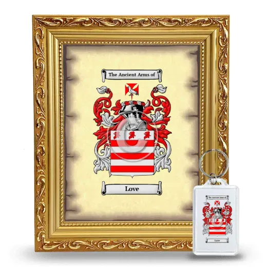 Love Framed Coat of Arms and Keychain - Gold