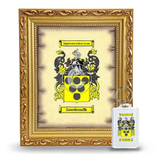 Lowdermilk Framed Coat of Arms and Keychain - Gold