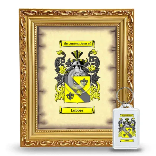 Lubbes Framed Coat of Arms and Keychain - Gold
