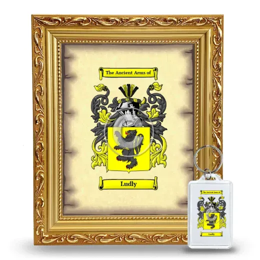 Ludly Framed Coat of Arms and Keychain - Gold