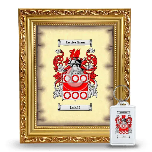 Lukáš Framed Coat of Arms and Keychain - Gold