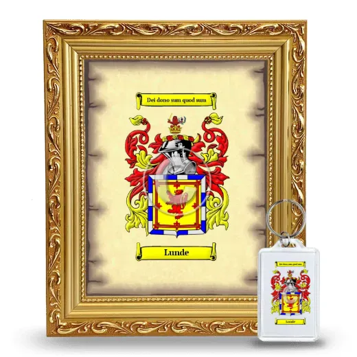 Lunde Framed Coat of Arms and Keychain - Gold