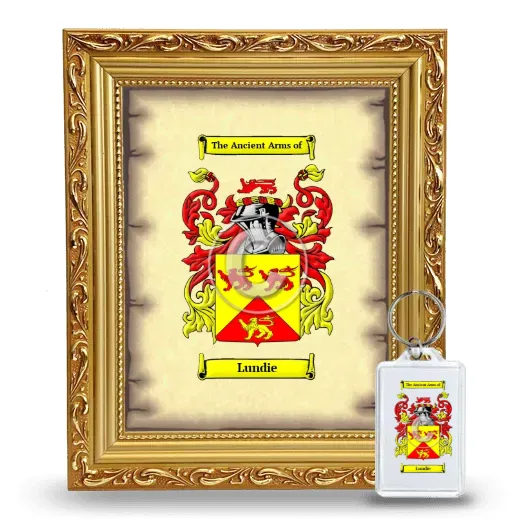 Lundie Framed Coat of Arms and Keychain - Gold