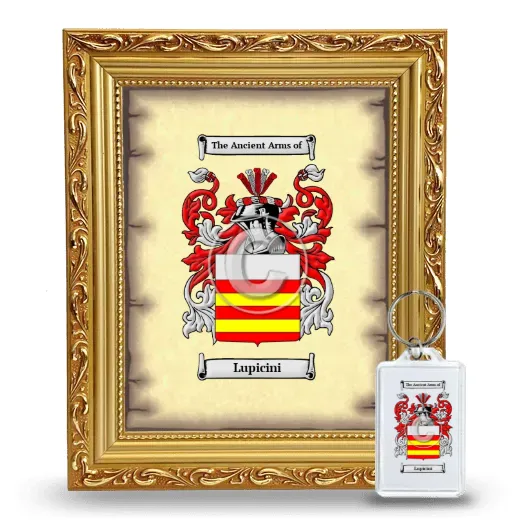 Lupicini Framed Coat of Arms and Keychain - Gold