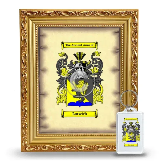 Lutwich Framed Coat of Arms and Keychain - Gold