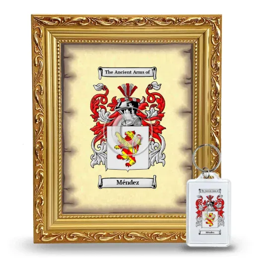 Méndez Framed Coat of Arms and Keychain - Gold