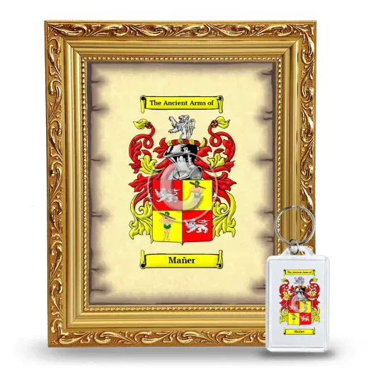 Mañer Framed Coat of Arms and Keychain - Gold