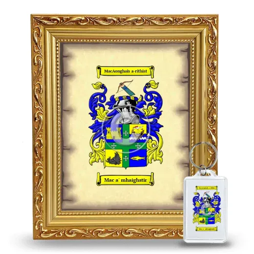 Mac a' mhaighstir Framed Coat of Arms and Keychain - Gold