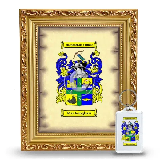 MacAonghais Framed Coat of Arms and Keychain - Gold