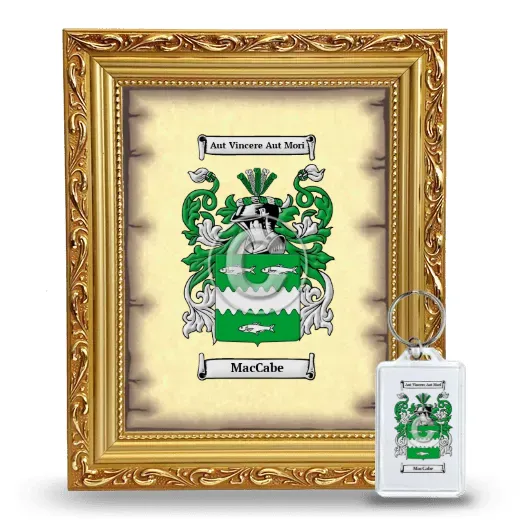 MacCabe Framed Coat of Arms and Keychain - Gold