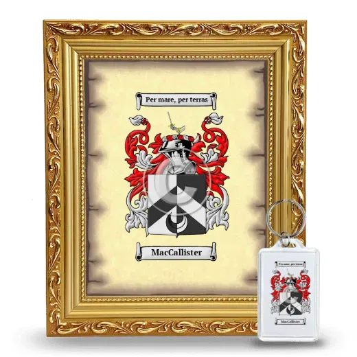 MacCallister Framed Coat of Arms and Keychain - Gold