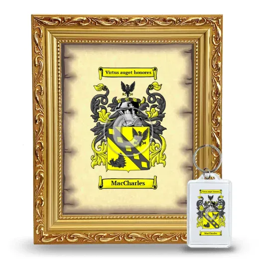 MacCharles Framed Coat of Arms and Keychain - Gold
