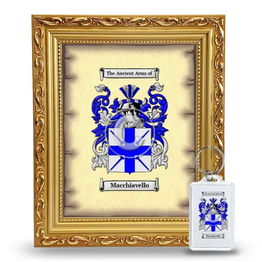 Macchiavello Framed Coat of Arms and Keychain - Gold