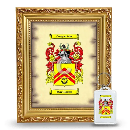 MacClaran Framed Coat of Arms and Keychain - Gold