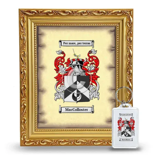 MacColloster Framed Coat of Arms and Keychain - Gold