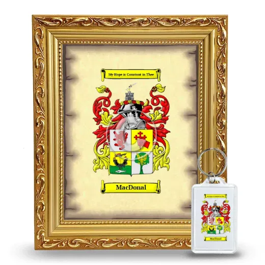 MacDonal Framed Coat of Arms and Keychain - Gold