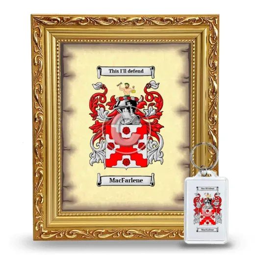 MacFarlene Framed Coat of Arms and Keychain - Gold