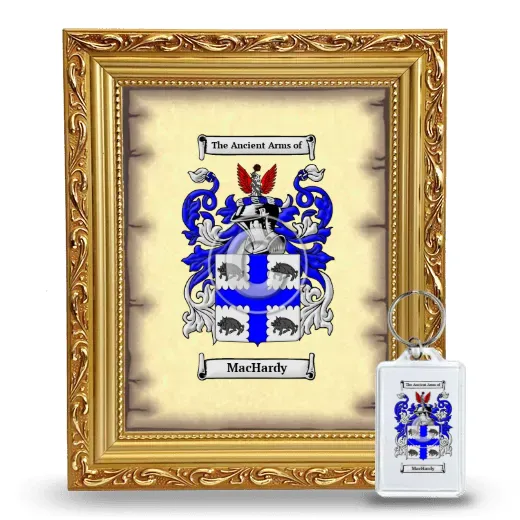 MacHardy Framed Coat of Arms and Keychain - Gold