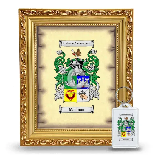 MacInon Framed Coat of Arms and Keychain - Gold
