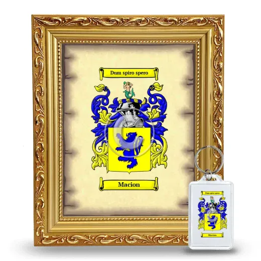 Macion Framed Coat of Arms and Keychain - Gold