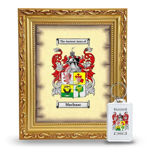 MacIsaac Framed Coat of Arms and Keychain - Gold