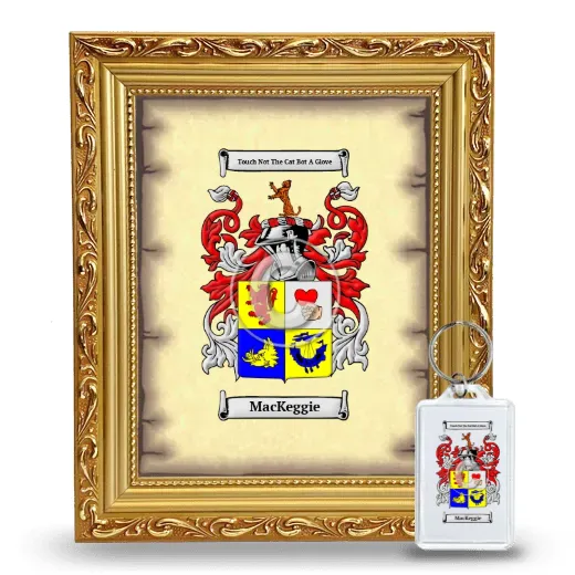 MacKeggie Framed Coat of Arms and Keychain - Gold