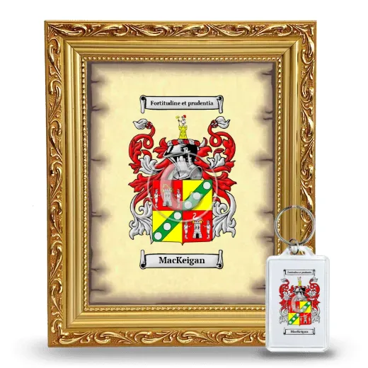 MacKeigan Framed Coat of Arms and Keychain - Gold