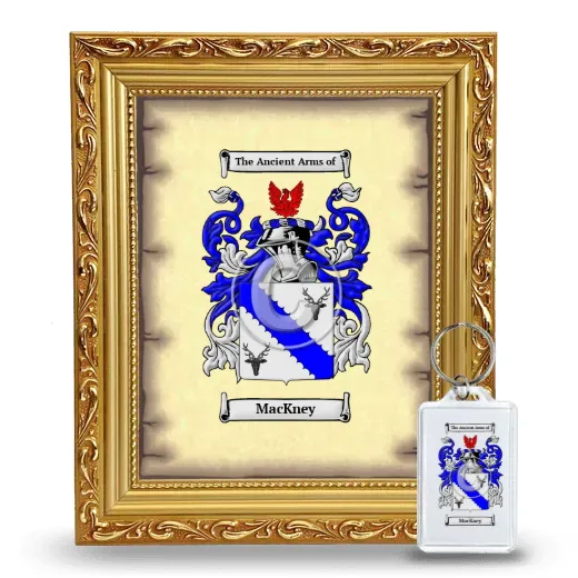 MacKney Framed Coat of Arms and Keychain - Gold