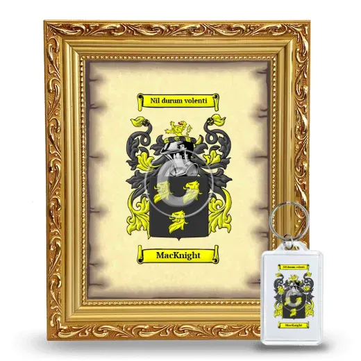 MacKnight Framed Coat of Arms and Keychain - Gold