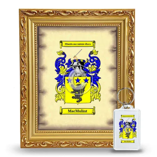 MacMulint Framed Coat of Arms and Keychain - Gold