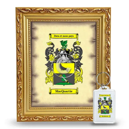 MacQuartie Framed Coat of Arms and Keychain - Gold
