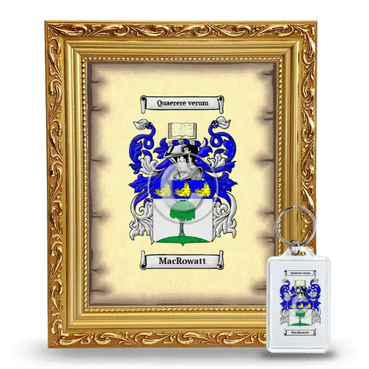 MacRowatt Framed Coat of Arms and Keychain - Gold