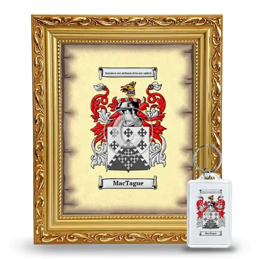 MacTague Framed Coat of Arms and Keychain - Gold