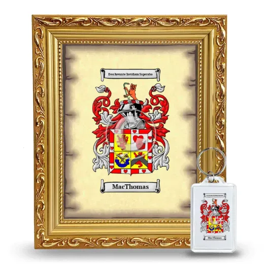 Macthomas Framed Coat of Arms and Keychain - Gold