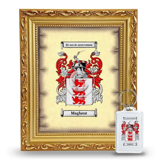 Maghent Framed Coat of Arms and Keychain - Gold