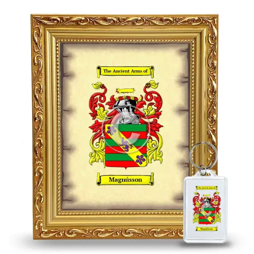 Magnússon Framed Coat of Arms and Keychain - Gold