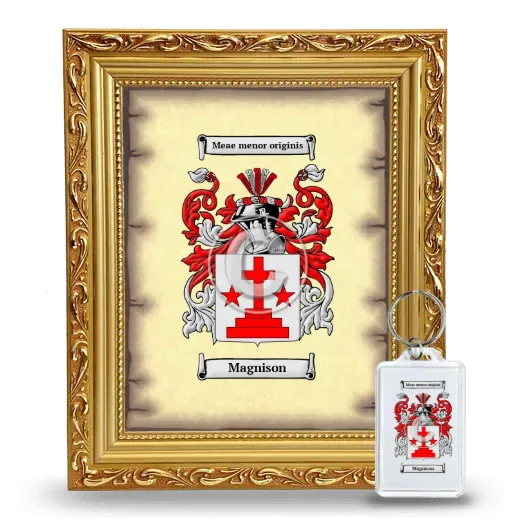 Magnison Framed Coat of Arms and Keychain - Gold