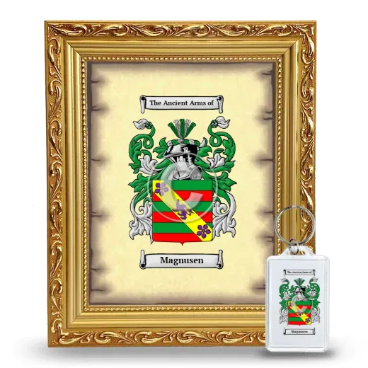 Magnusen Framed Coat of Arms and Keychain - Gold