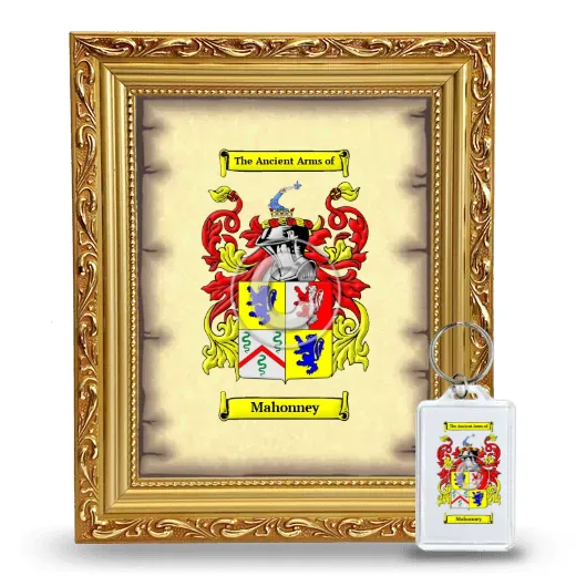 Mahonney Framed Coat of Arms and Keychain - Gold
