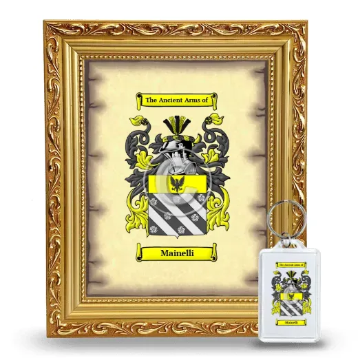 Mainelli Framed Coat of Arms and Keychain - Gold
