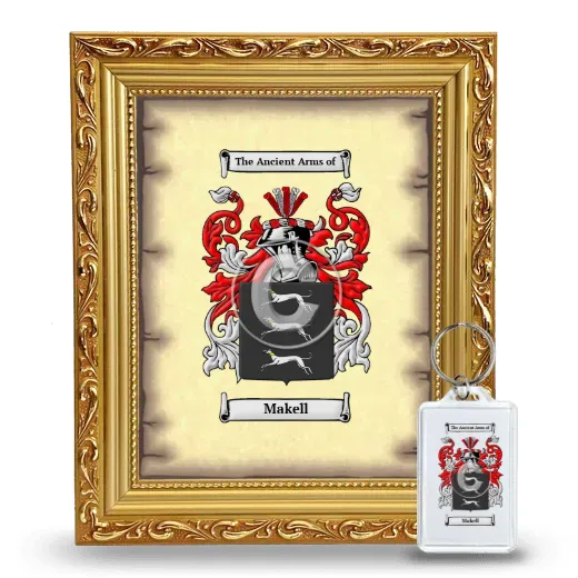 Makell Framed Coat of Arms and Keychain - Gold