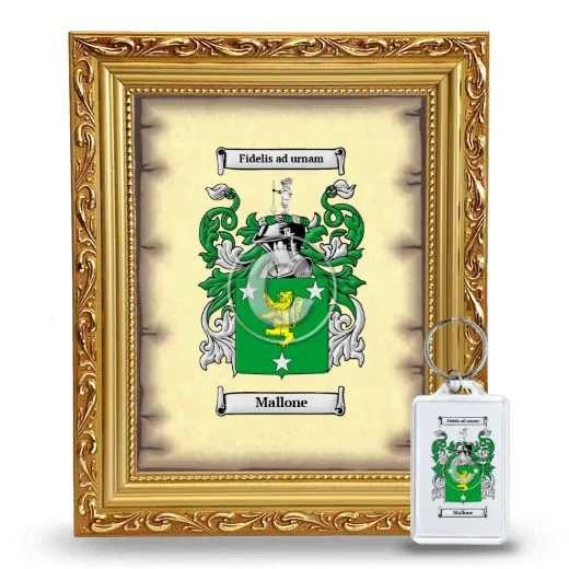 Mallone Framed Coat of Arms and Keychain - Gold