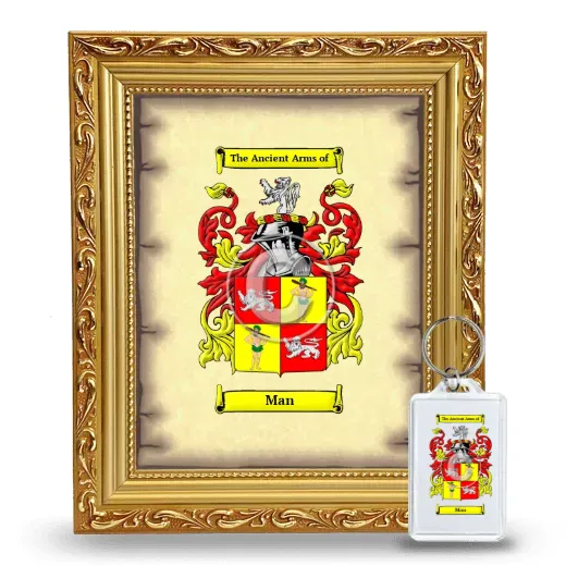 Man Framed Coat of Arms and Keychain - Gold