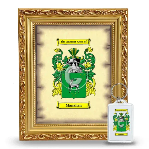 Manahen Framed Coat of Arms and Keychain - Gold