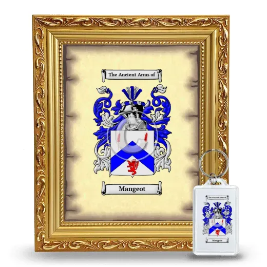 Mangeot Framed Coat of Arms and Keychain - Gold