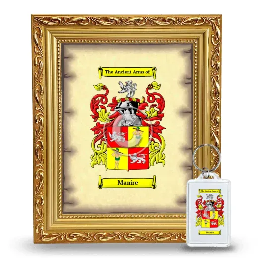 Manire Framed Coat of Arms and Keychain - Gold