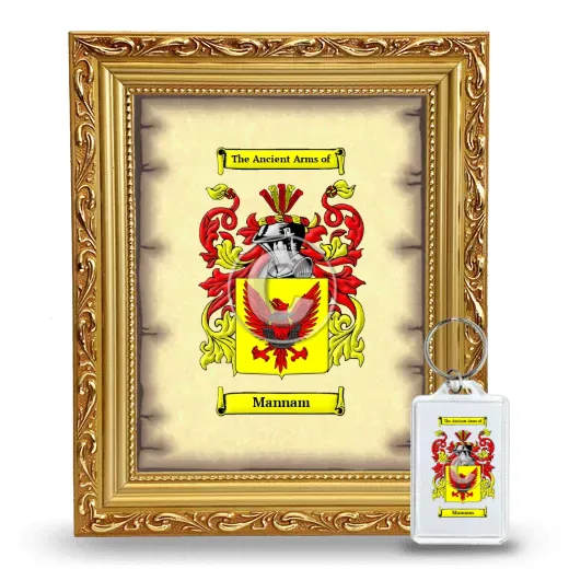 Mannam Framed Coat of Arms and Keychain - Gold