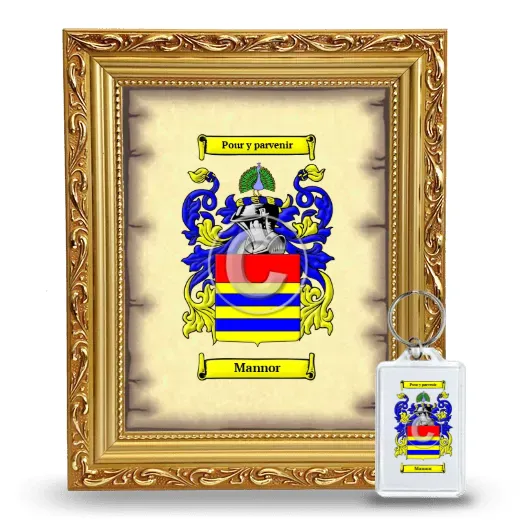 Mannor Framed Coat of Arms and Keychain - Gold
